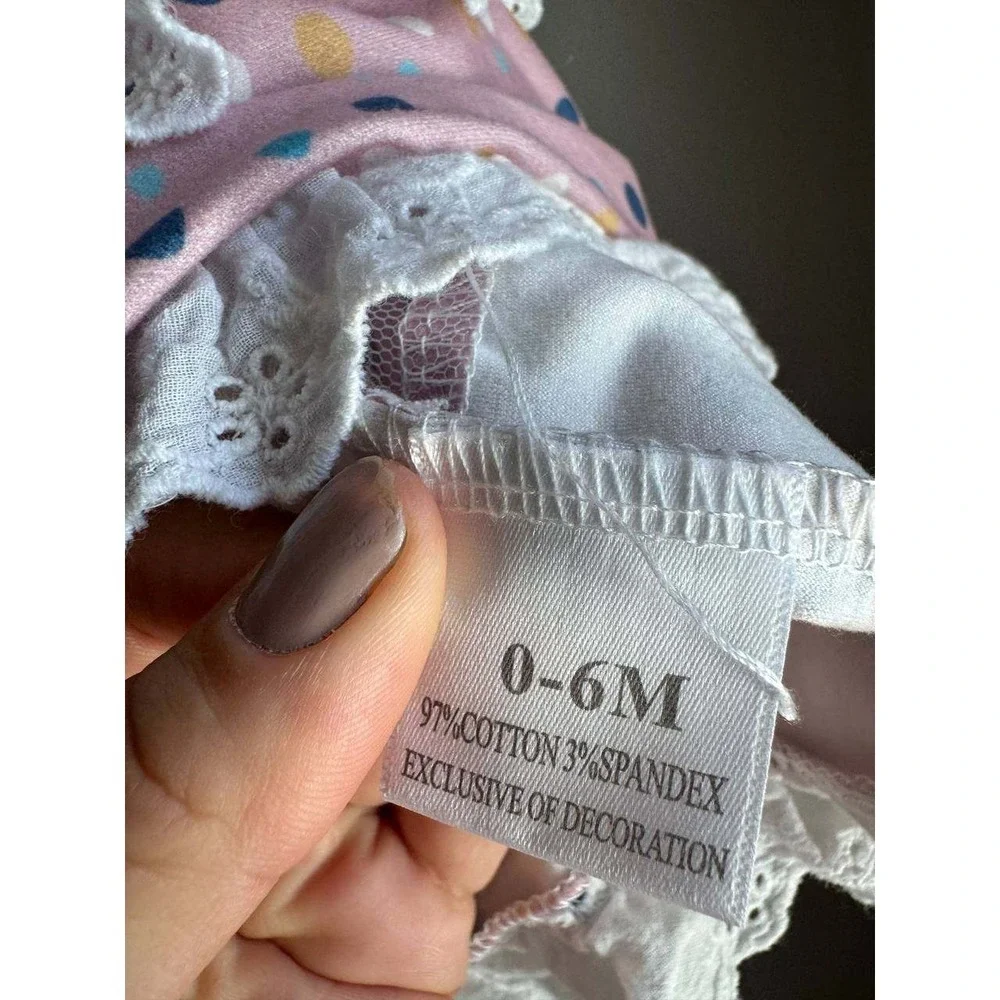 Pete Lucy Rainbow Giraffe Tiered Baby Dress Eyelet Lace 0-6M Scandi Baby Ballet
